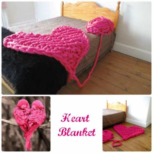 arm knitted heart blanket