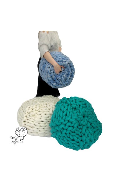 arm knitted pouffe