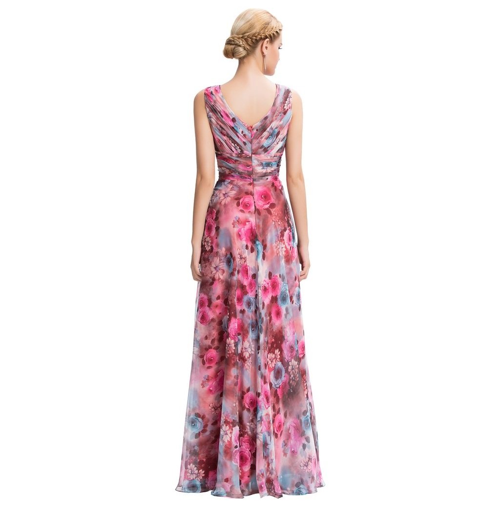 Elegant Floral Chiffon Formal Dress – Truly Majestic