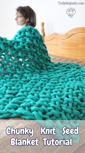 seed blanket beginner friendly, ohhio, becozi, arm knitting, hand knitting
