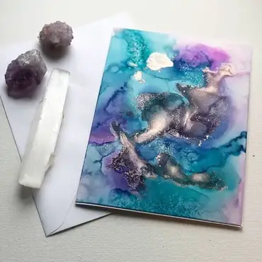 Alcohol ink on yupo paper. Created by danish alcohol ink artist  JulieMarieDesign.
