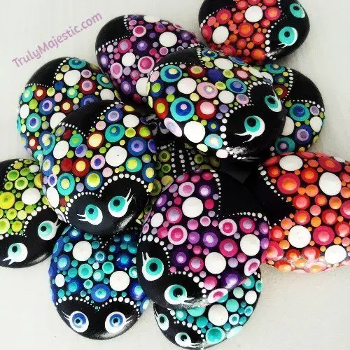 dot art ladybugs colorful