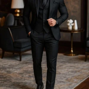 Men's 3 Piece Formal Black Suit