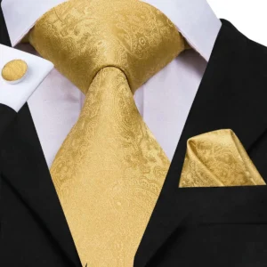 Men's Matching Silk Tie, Handkerchief and Cufflinks