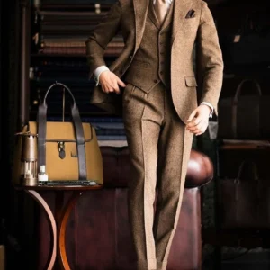 Herringbone Men's Suits Slim Fit