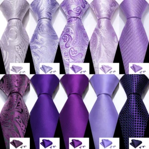 Men's Purple, Handkerchief, Tie and Cufflink Sets